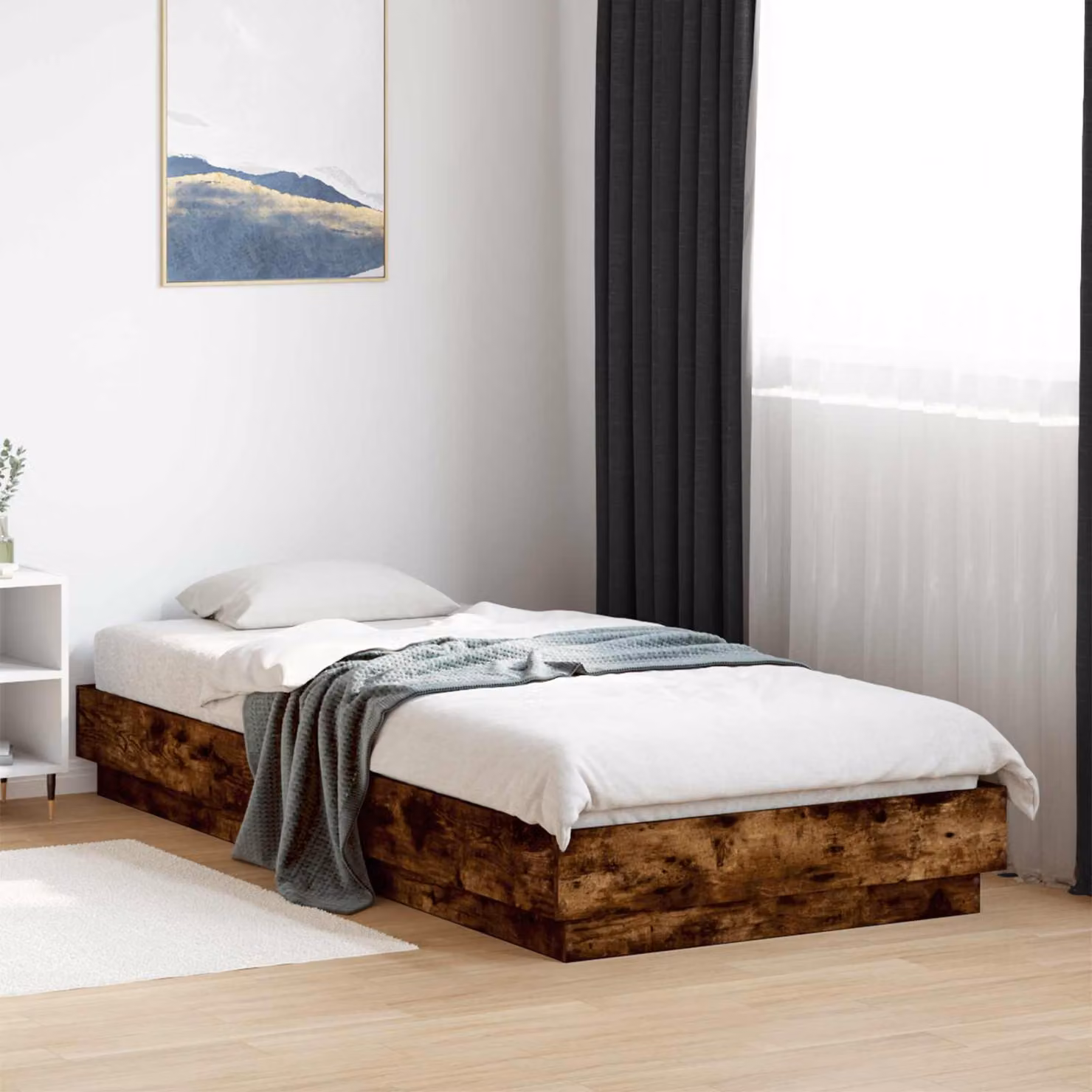Struttura letto a pavimento vidaXL in legno Rovere Fumo L: 80 cm, P: 200 cm, H: 23 cm