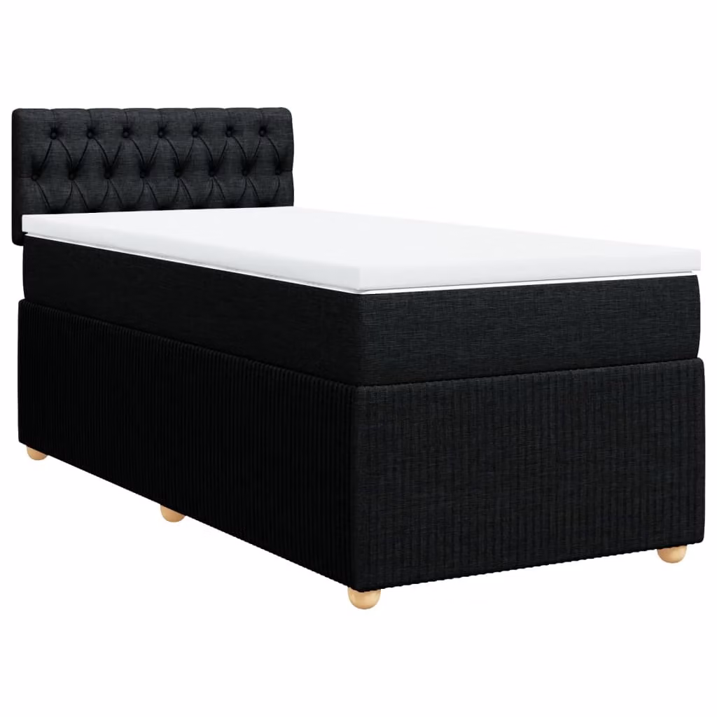 Giroletto a Molle con Materasso Nero 100x200 cm in Tessuto