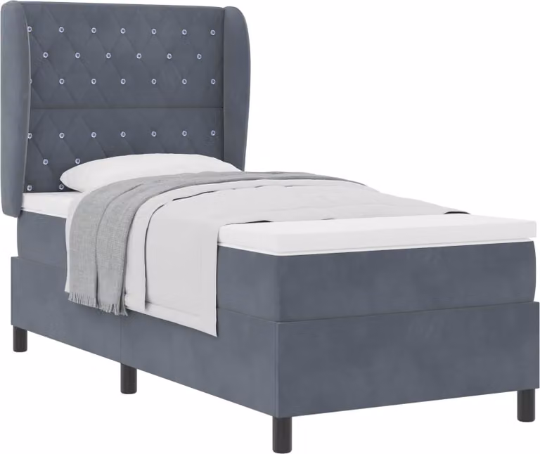 Letto boxspring con materasso grigio scuro 200 x 100 cm in velluto