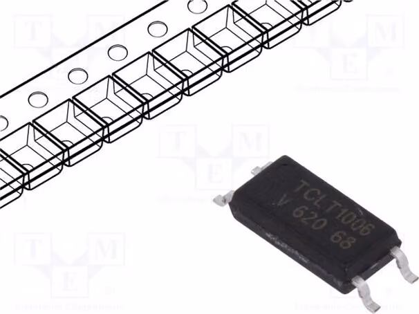 1 optoaccoppiatore, 1 canale, tecnologia SMD. Tensione di uscita massima (Uce): 70V. TCLT1006, optoaccoppiatore - uscita