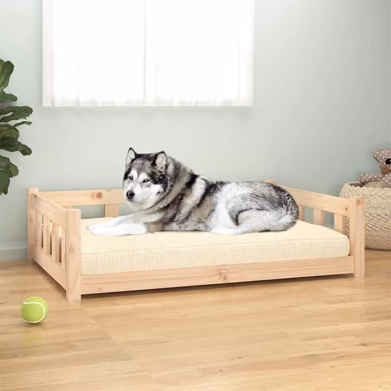 Cuccia per cani in lino con imbottitura in memory foam, forma rettangolare, rivestimento removibile