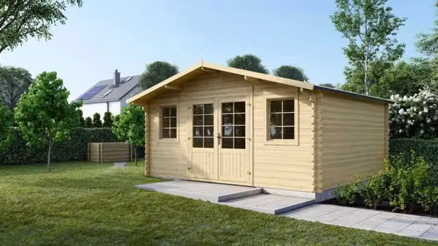 Casetta da giardino in legno ALTANKA DOM370 colore naturale con spessore 40 mm e superficie di 19.2 m2 L/P: 4.8 x 4 m