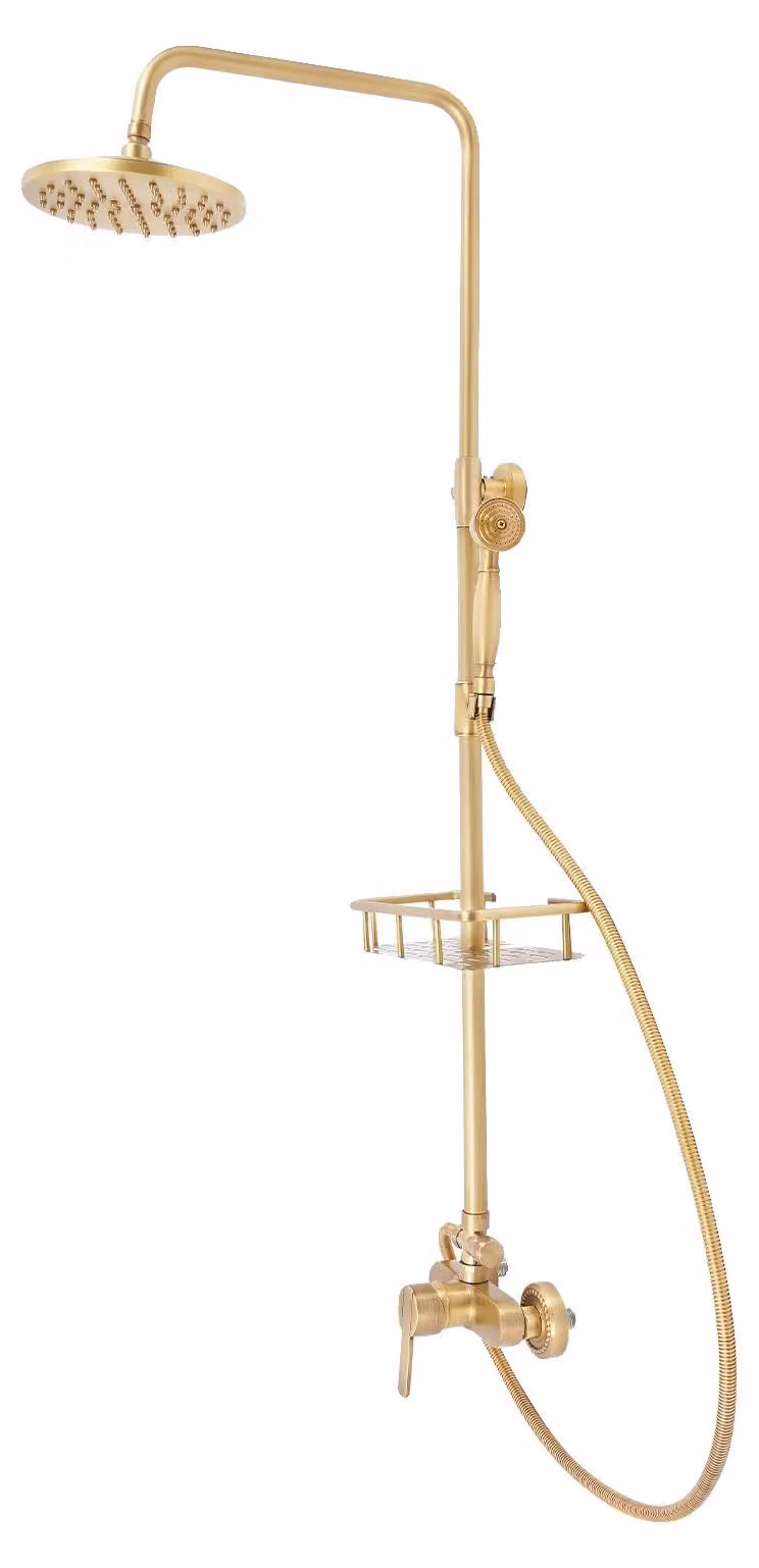 Set doccia, design vintage, regolabile in altezza, bronzo