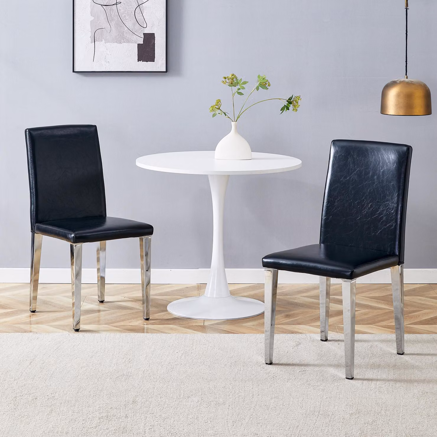STILVORA: Set di 2 sedie da pranzo in ecopelle, sedie con gambe in metallo, ideali per la cucina, la sala da pranzo e il soggiorno. Sedie da pranzo in ecopelle