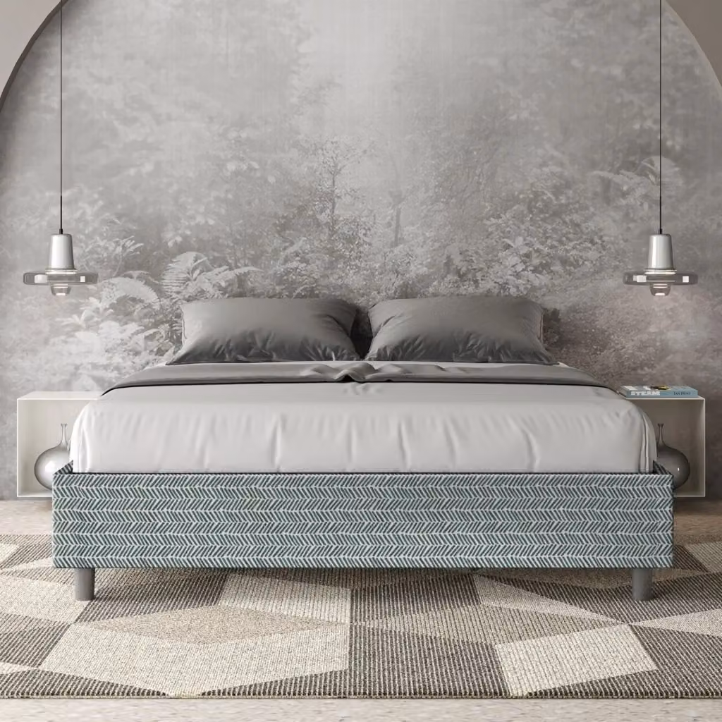 Letto Matrimoniale Sommier con Contenitore e Rete GIORDANOSHOP Blu L/P: 160 x 200 cm – 2