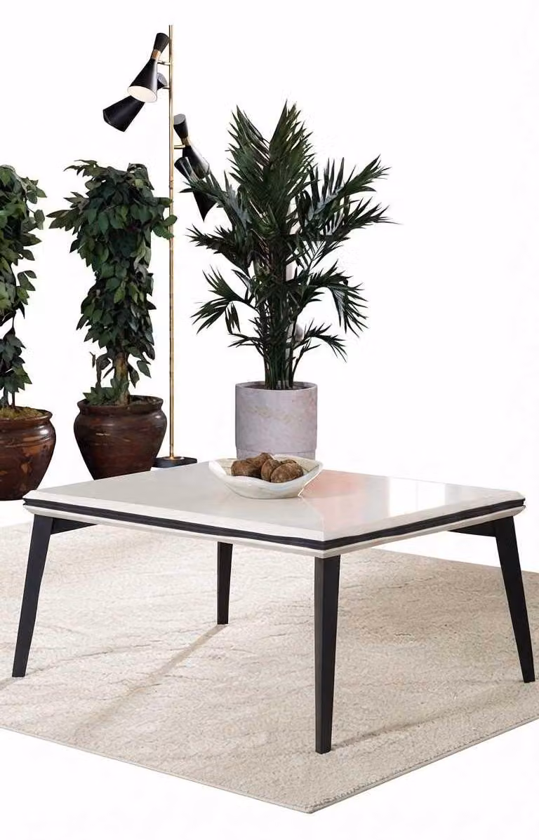 Tavolino da caffè, beige e nero, design moderno ed elegante, tavolino per il soggiorno, tavolino ausiliario