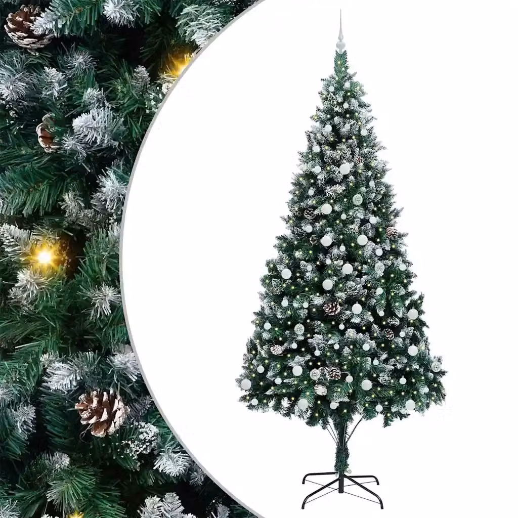 Albero di Natale artificiale classico vidaXL verde con 300 LED luce bianca calda, Altezza: 240 cm – 2