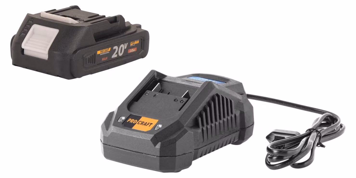 Set iniziale Procraft 20 V 20/4A Caricabatterie rapido + 1x batteria 20/2A 2,0 Ah