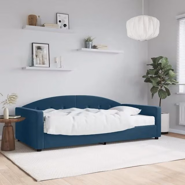 Divano Letto con Materasso-Sofa Letto-Daybed Blu 100x200 cm in Velluto 348631