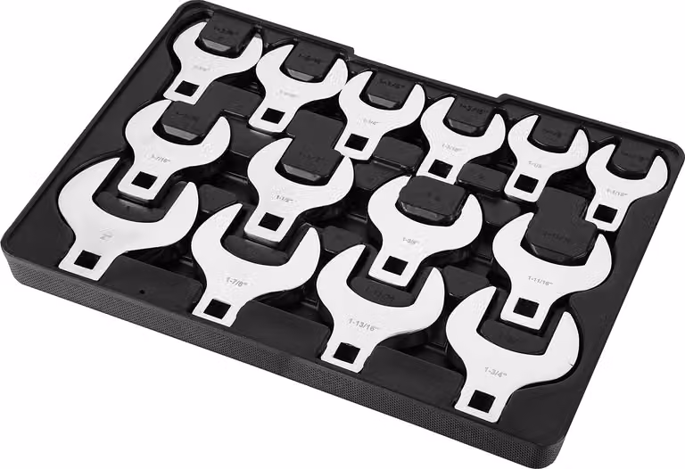 SucceBuy Set di chiavi a piede di porco, 1/2" drive, 14 pezzi SAE (1-1/16" - 2") con vano portaoggetti, materiale 40CR, misure incise al laser, per manutenzione e riparazioni meccaniche