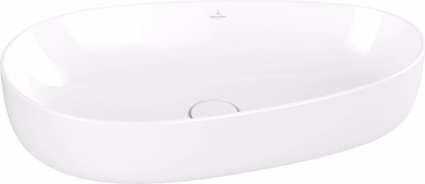 V&B Lavabo da appoggio ANTAO 65x40 cm, asimmetrico, senza sfioratore, bianco C-plus