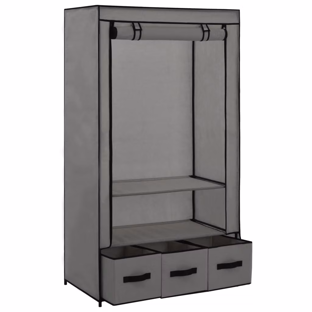 vidaXL Armadio Grigio 87 x 49 x 159 cm Tessuto