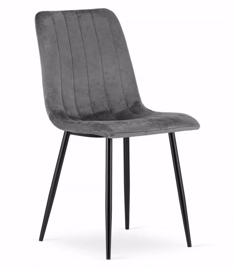 Set di 3 sedie Valora in velluto grigio scuro con design ergonomico e struttura in metallo – 2