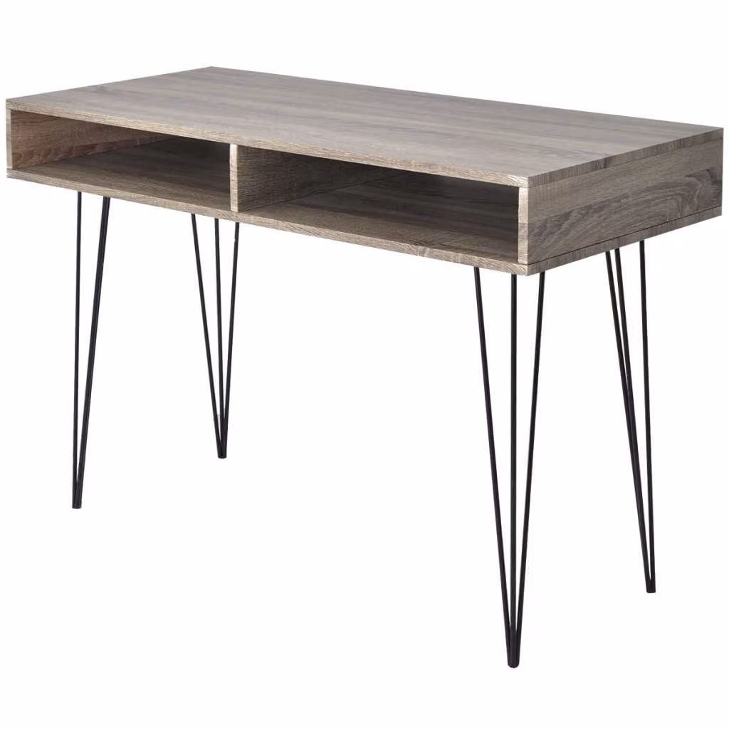 vidaXL Scrivania con 2 scomparti Grigio