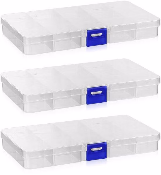 Contenitore organizzativo in plastica - Trasparente - Con scomparti - Durevole - Organizer per piccoli oggetti - Trasparente - Scatola di ordinazione