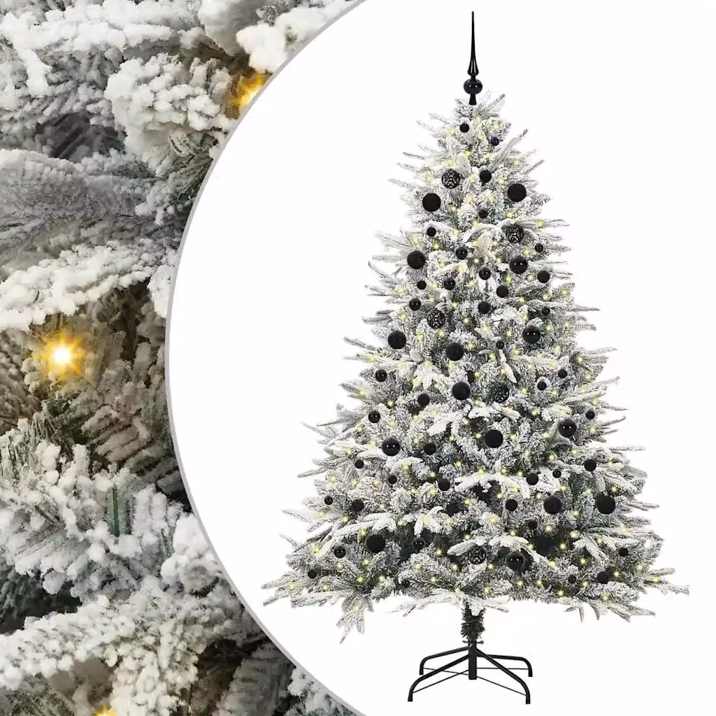 Albero di Natale Artificiale Pre-illuminato con LED a Luce Calda e Set di Palline vidaXL, Verde, Stile Moderno in PVC e Metallo – 2