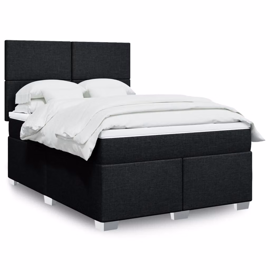 vidaXL Giroletto a Molle con Materasso Nero in Tessuto L/P/H: 140 x 190 x 150,5 cm