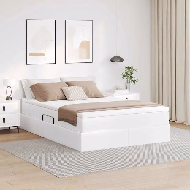 Letto con contenitore e materasso ibrido vidaXL Bianco L/P/H: 140 x 200 x 28 cm