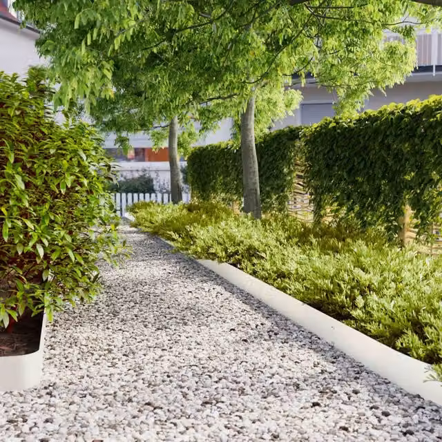 Set di 30 bordure per prato Videx in acciaio bianco, dimensioni 15 x 103 cm