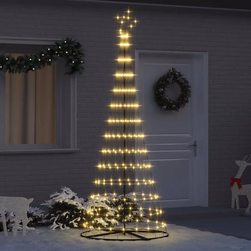 Albero di Natale LED vidaXL in metallo bianco con luce bianco caldo, Altezza: 250 cm