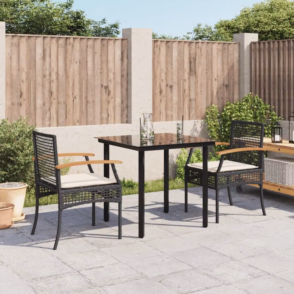 Maison Exclusive - Set da Pranzo da Giardino 3 pz con Cuscini Nero in Polyrattan