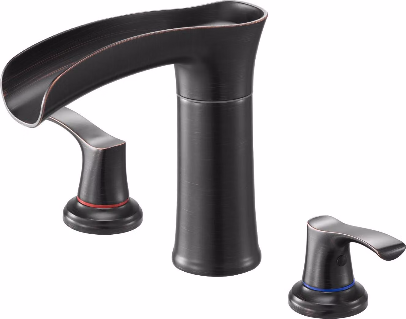 Miscelatore da bagno - Rubinetto da bordo vasca a 3 fori - 2 maniglie - Bocca corta - Per montaggio a pavimento - Lega di zinco - Bronzo oliato