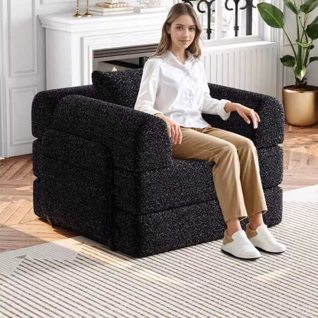 Divano Letto 2 in 1 con Contenitore ¨C Xylo ¨C Struttura Metallo, Tessuto Ciniglia