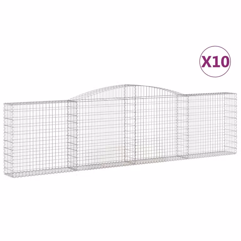 Cesti Gabbioni ad Arco 10 pz 400x30x100/120 cm Ferro Zincato