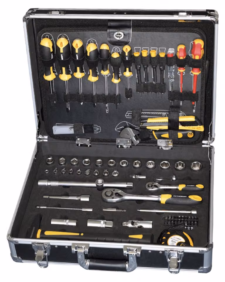 TECH-CRAFT Valigetta porta attrezzi da 130 pezzi. Set per il fai da te. Borsa porta attrezzi. Valigetta da officina