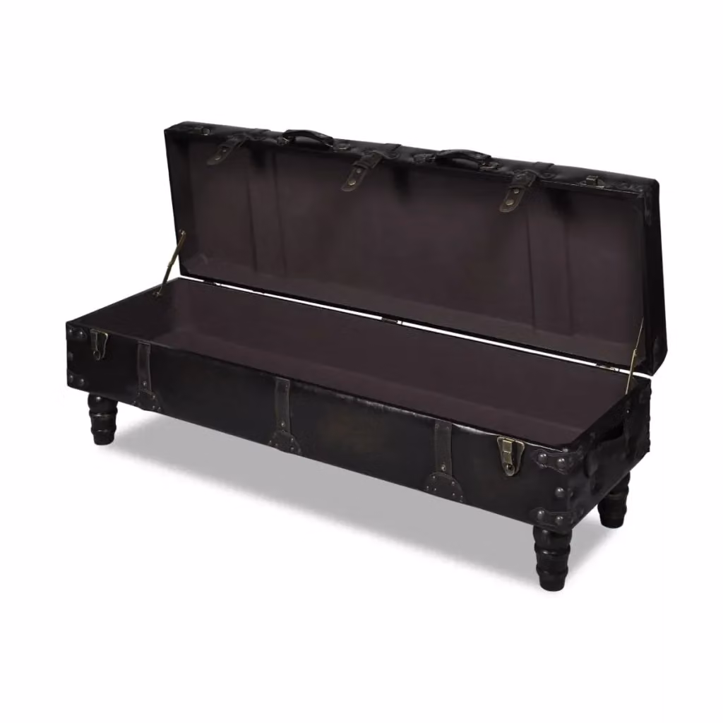 Panca contenitore Design Mania in ecopelle marrone con vano portaoggetti – 2