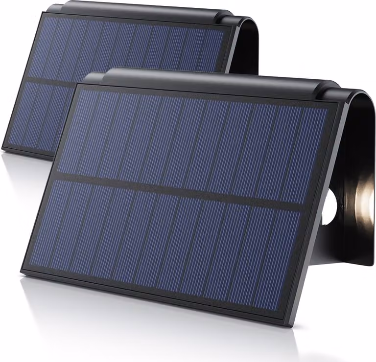 Lampada solare a LED BEARWARE, lampada solare da esterno, lampada solare da esterno, applique solare, set da 2 pezzi, 2 modalità, 2 livelli di luminosità, 3000K bianco caldo, IP54, batteria da 1800 mAh