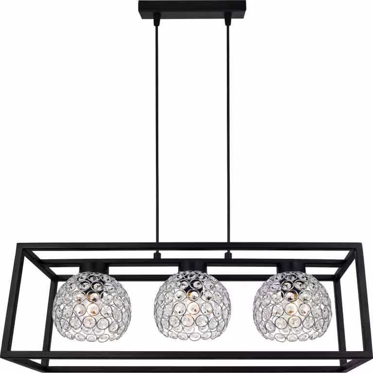 Lampada a sospensione Crystal Cage - Lampada da soffitto per soggiorno, camera da letto e sala da pranzo - Lampada a sospensione in metallo e vetro - E27 - Cromo - 3 luci