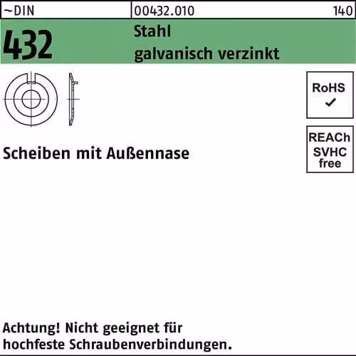 Rondelle Reyher DIN 432 acciaio 21 galv. vz 004320100210000 (50 pezzi)