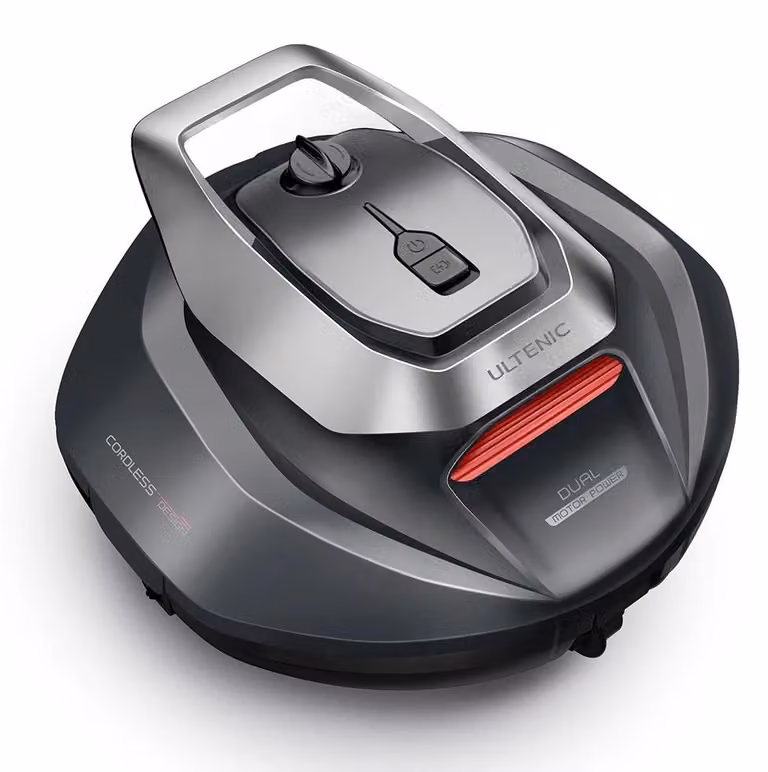 Robot aspirapolvere per piscine - Modello 10 - Aspirapolvere automatico - Senza fili - Autonomia di 90 minuti - Batteria da 5200 mAh - 2 motori - Adatto per piscine interrate e fuori terra fino a 80 m² - Colore: nero