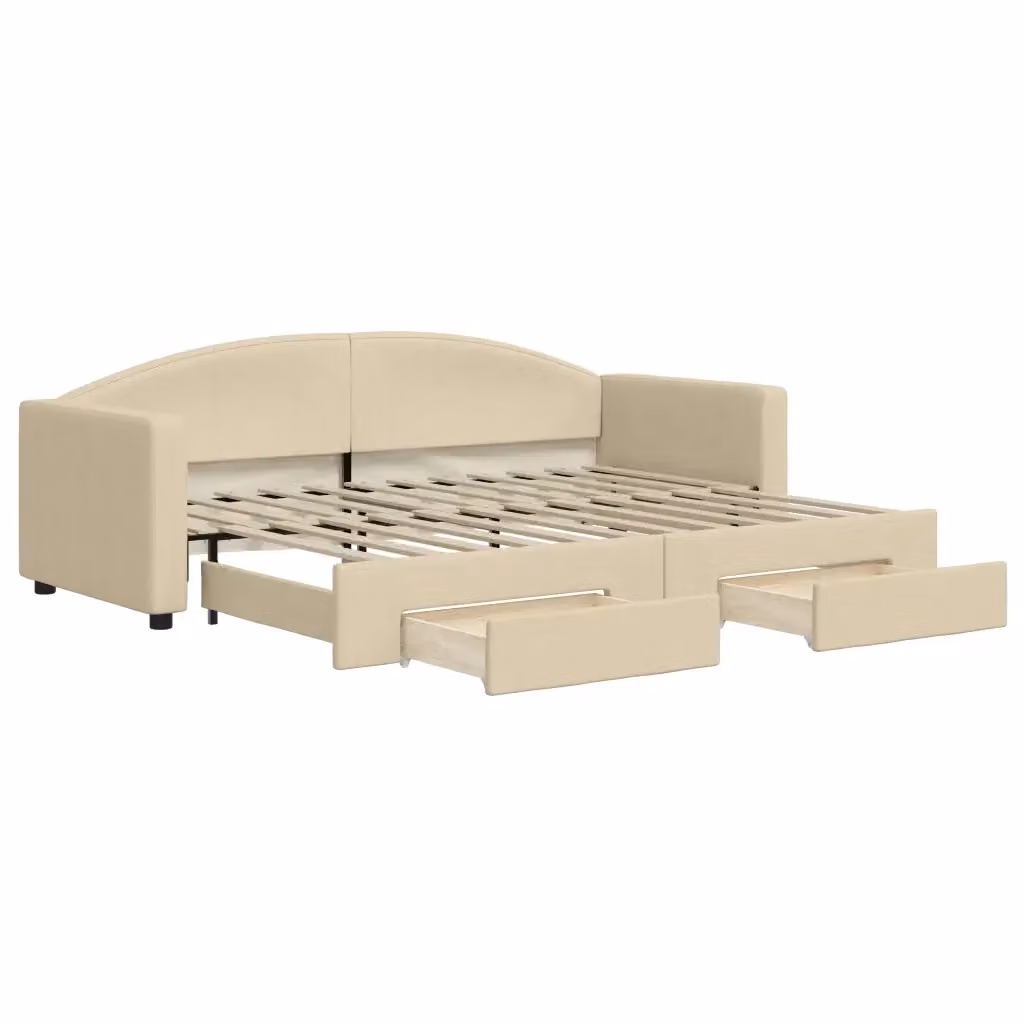 Divano Letto Estraibile con Cassetti vidaXL in Tessuto Beige L/P/H: 223 x 80 x 75 cm – 2