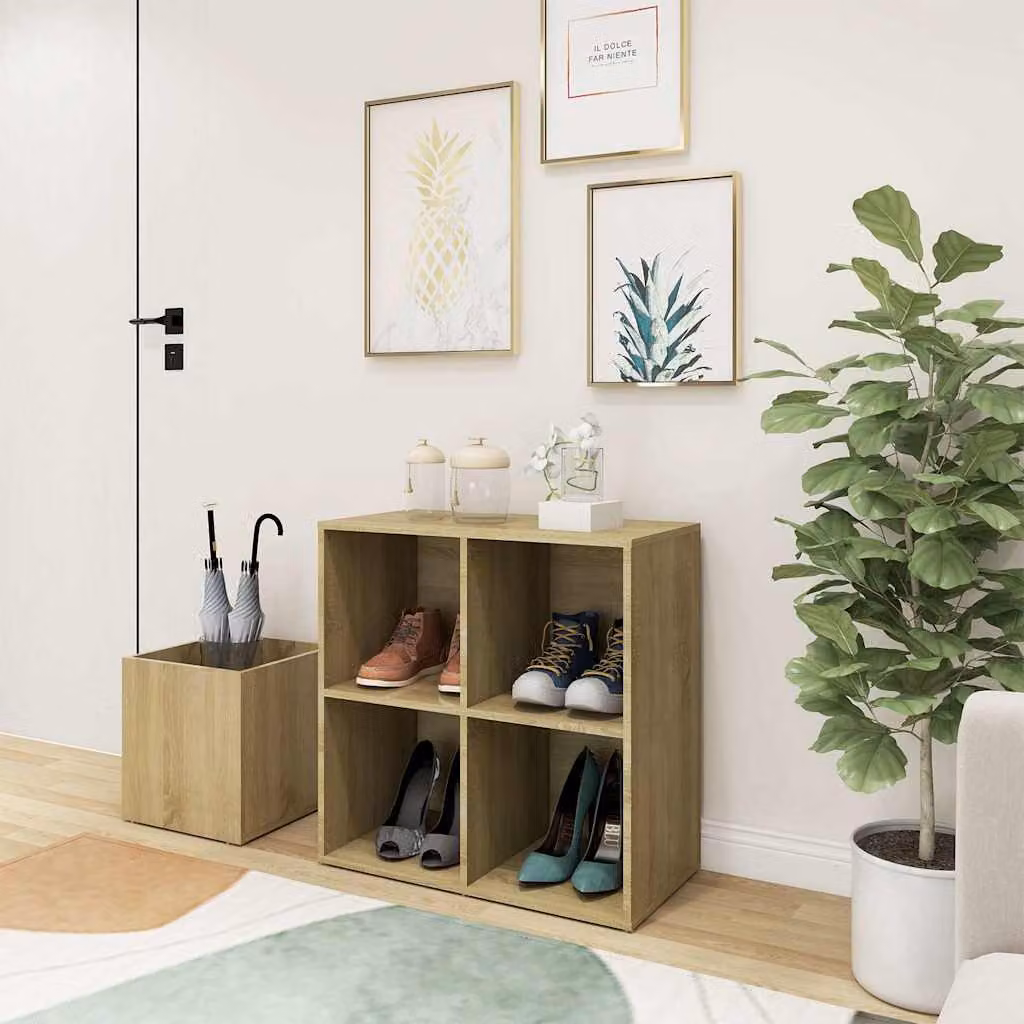 Scarpiera da ingresso moderna vidaXL in legno Rovere Sonoma, colore marrone, L 105 cm x P 35,5 cm x H 70 cm