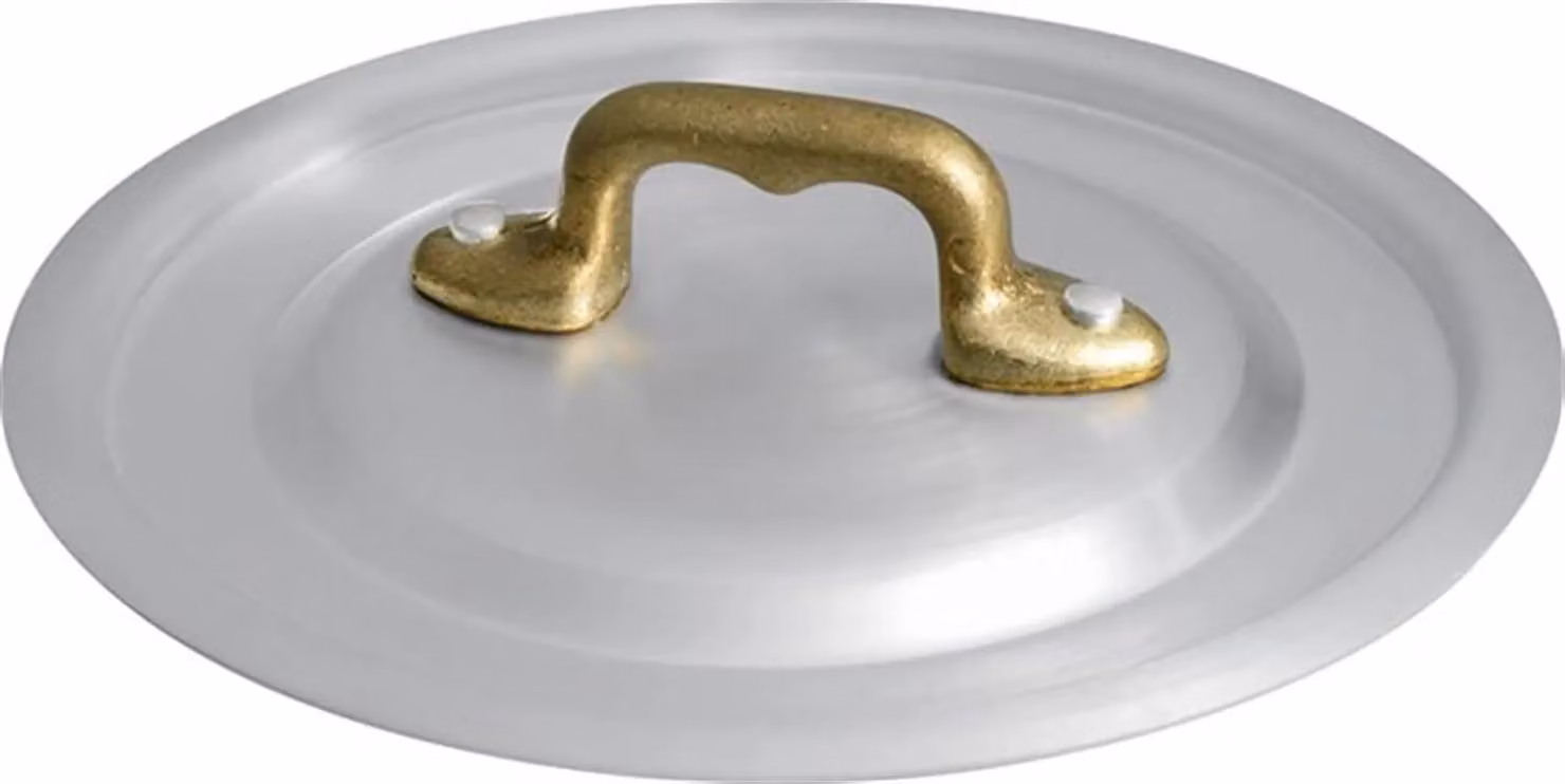 Coperchio 1932 in alluminio con ponticello in ottone, diam. 10cm