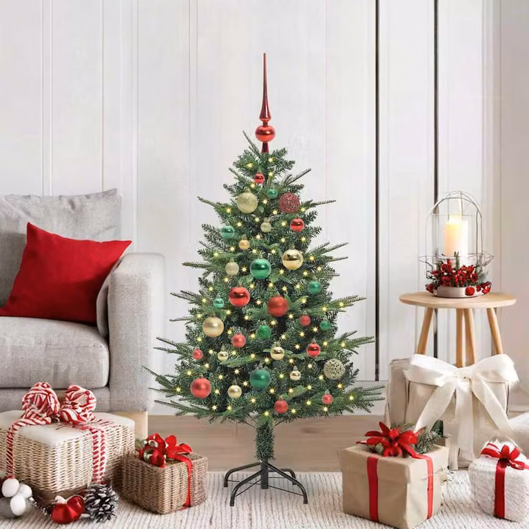 Maison Exclusive - Albero di Natale artificiale illuminato con set di palline verdi