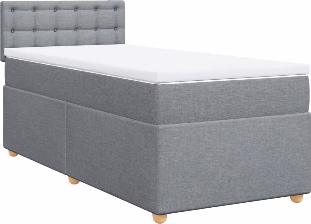 Giroletto a Molle con Materasso Grigio Chiaro 90x190 cm Tessuto