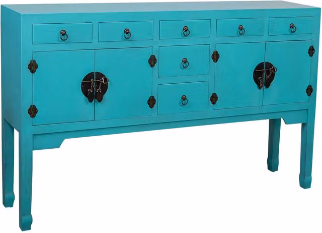 Credenza in legno con 7 cassetti e 2 porte 128x26x78h cm