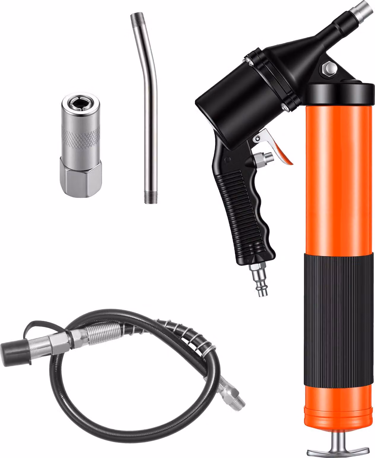 SucceBuy ingrassatore, 413 bar, set di ingrassatori con impugnatura a pistola, capacità 0,4 litri, incl. tubo flessibile da 45,7 cm, tubo di prolunga e 2 ugelli piatti per veicoli e imbarcazioni