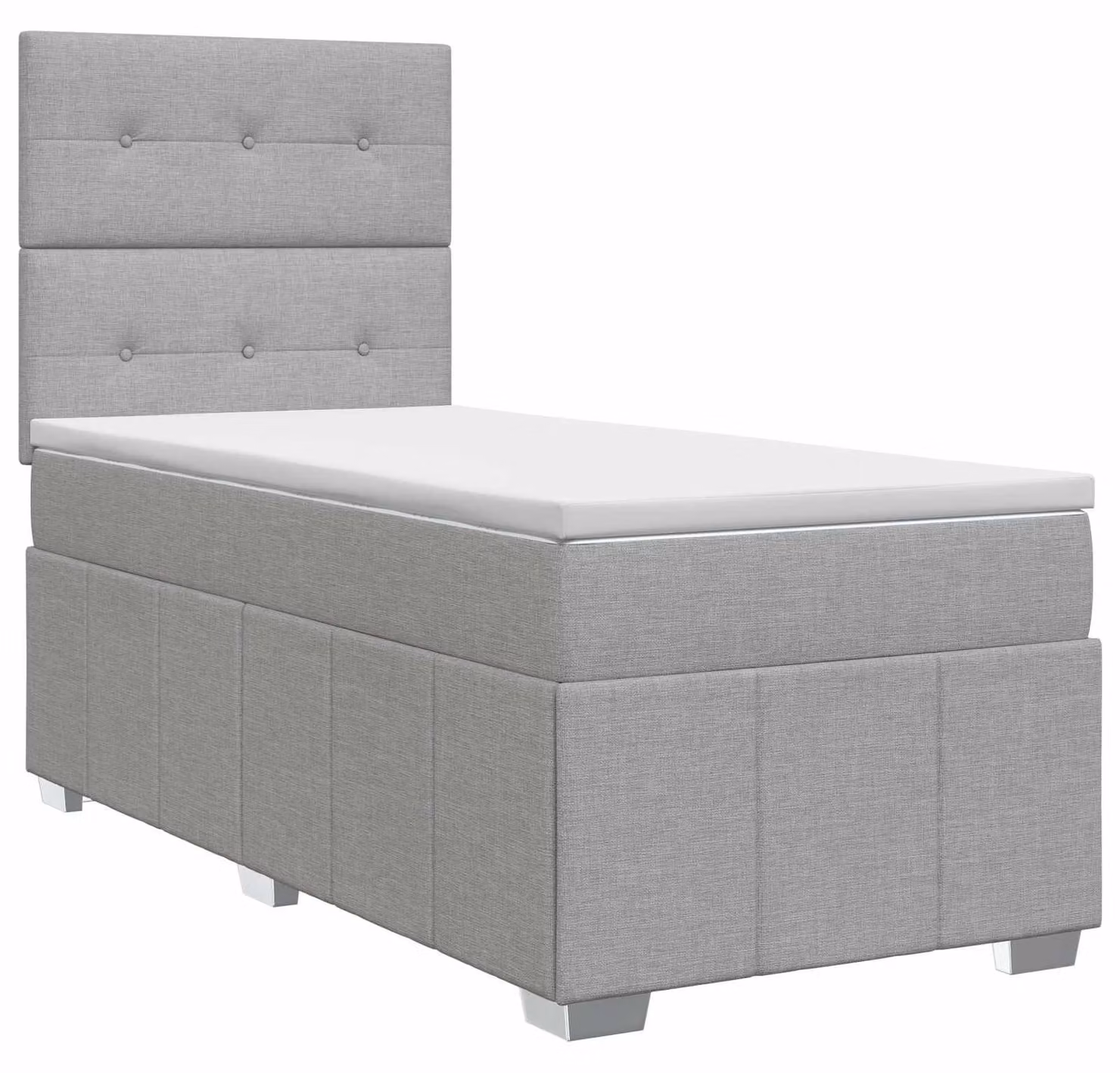 Letto a molle con materasso grigio chiaro 100 x 200 cm in tessuto