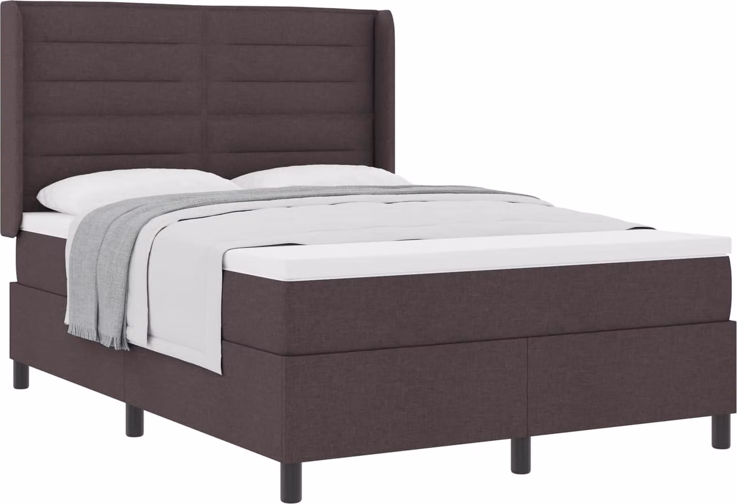 SYFAX™ Letto a molle con materasso Marrone scuro 160 x 200 cm Tessuto