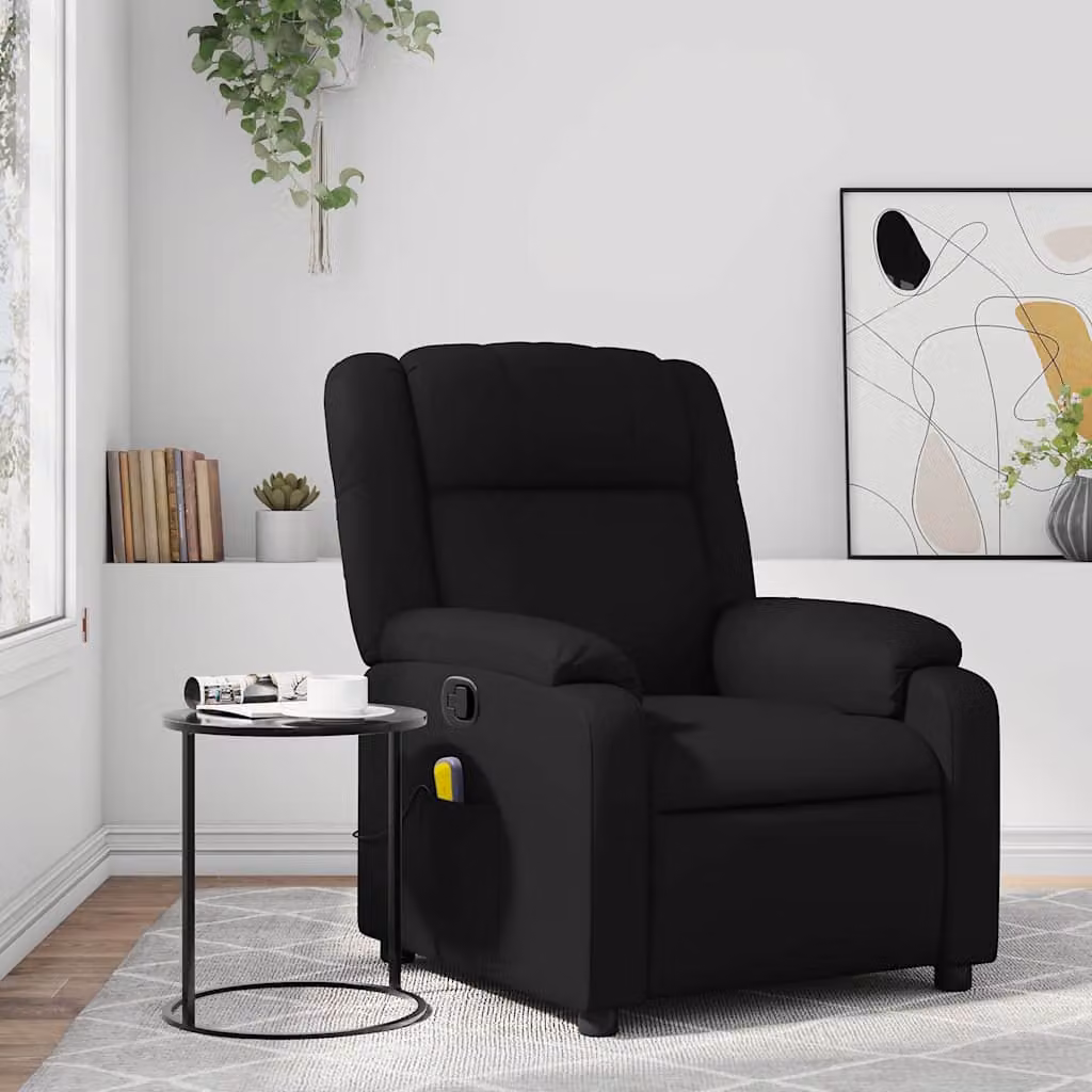vidaXL Poltrona reclinabile relax in similpelle nera con braccioli