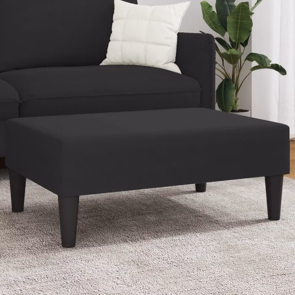 Poggiapiedi vidaXL in Velluto Nero L: 77 cm, P: 55 cm, H: 31 cm
