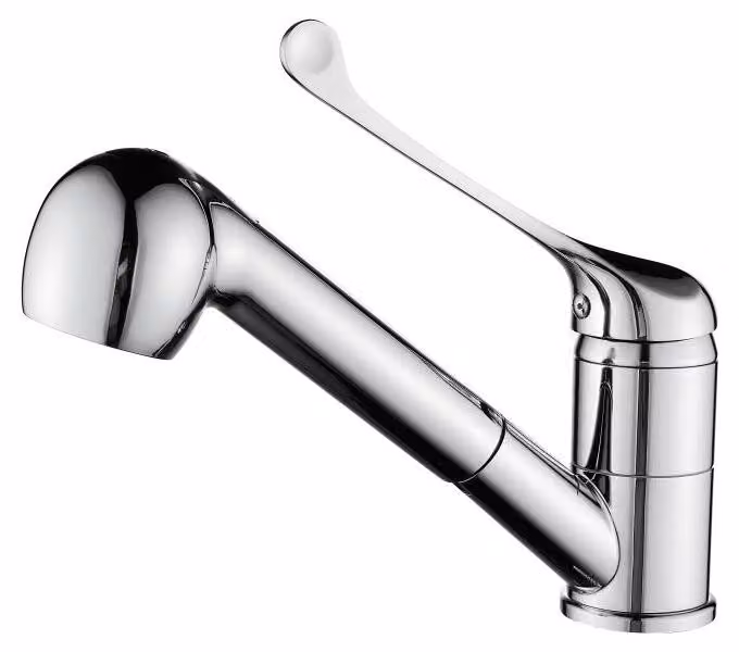 Miscelatore da cucina con maniglie lunghe, estensibile, cromato, modello CR-1006-MD, marca Aquanello