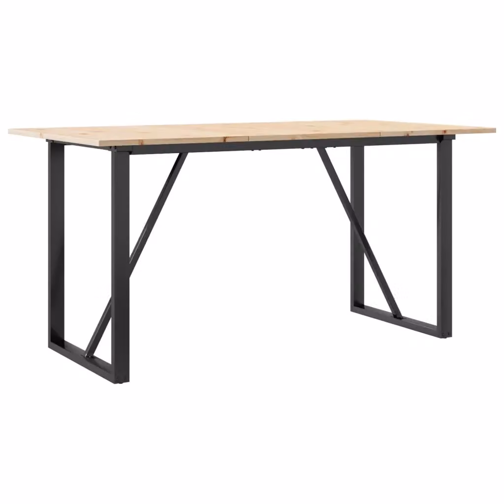 Tavolo da pranzo rettangolare vidaXL in legno di pino e metallo marrone stile rustico L: 160 cm, P: 80 cm, H: 75 cm – 2