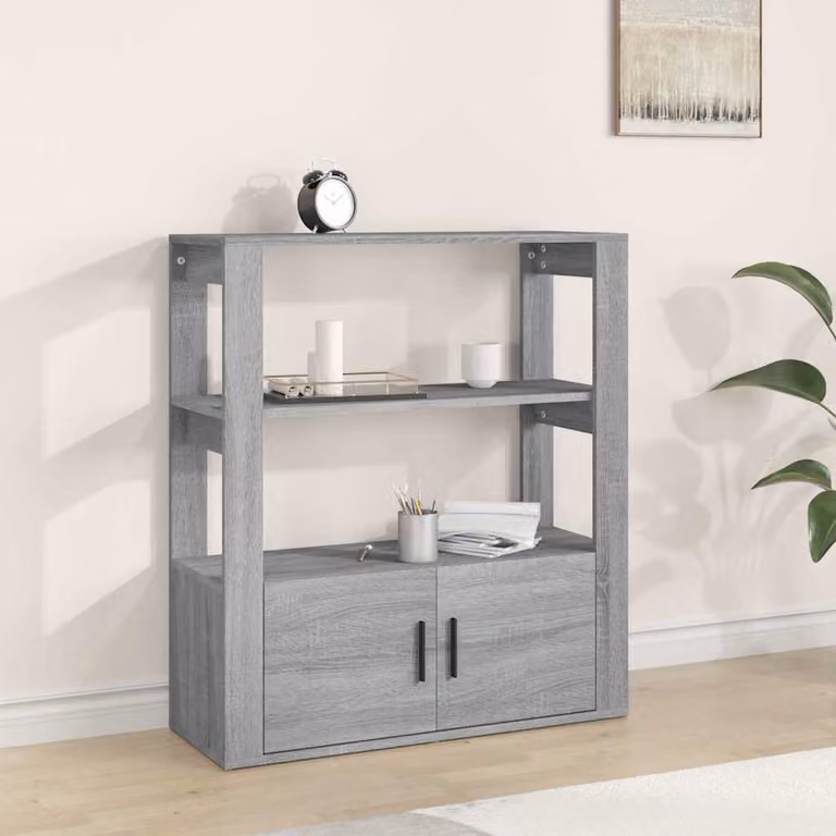 Credenza vidaXL in legno multistrato Grigio Sonoma L: 80 cm, P: 30 cm, H: 90 cm