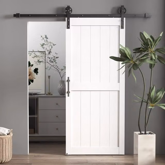 Porta Scorrevole XYLO in Legno e MDF Stile Industriale Bianco L: 81.3 cm, H: 213.4 cm – 1