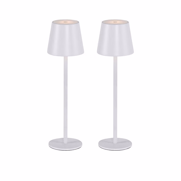 JUST LIGHT Lampada da tavolo a LED con batteria ricaricabile, set da 2, orientabile verso l'alto e verso il basso, USB, dimmerabile con comando touch, bianca, per interni ed esterni 29251-16AO, 29251-18AO, 29251-26AO, 29251-43AO
